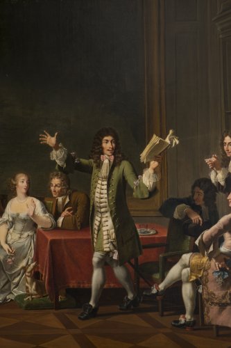 Molière Reading Tartuffe at Ninon de Lenclos&#039;s by Monsiau - 