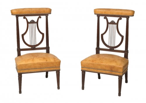 Pair of Mahogany "ponteuses" chairs stamped G.Jacob