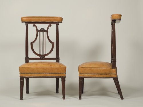 Pair of Mahogany &quot;ponteuses&quot; chairs stamped G.Jacob - Seating Style Louis XVI