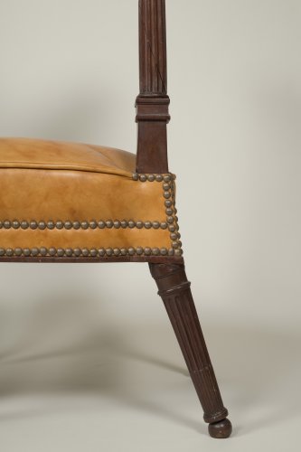 Pair of Mahogany &quot;ponteuses&quot; chairs stamped G.Jacob - Louis XVI