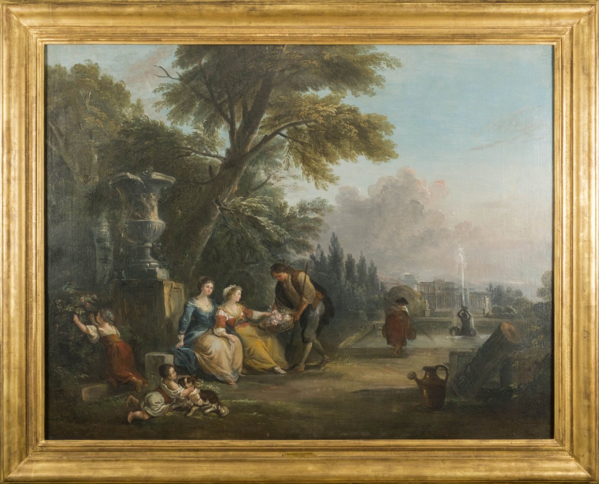 Offering flowers in the park - Jean-Baptiste Lallemand (1716 - 1803)