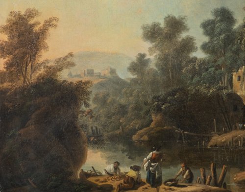 Paintings & Drawings  - Jean Pillement (1728-1808), Figures fishing in a river landscape