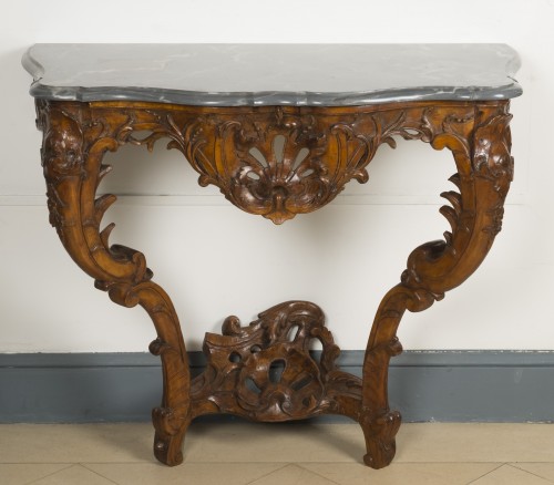 Console d'époque Louis XV en bois naturel - Louis XV