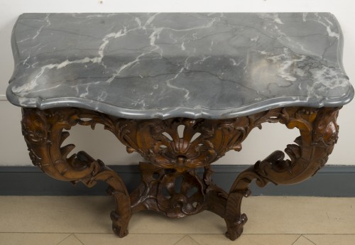 Antiquités - Console d'époque Louis XV en bois naturel