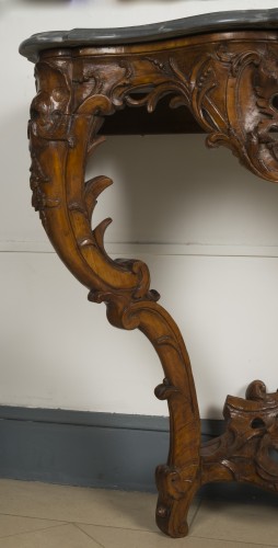 Antiquités - Console d'époque Louis XV en bois naturel