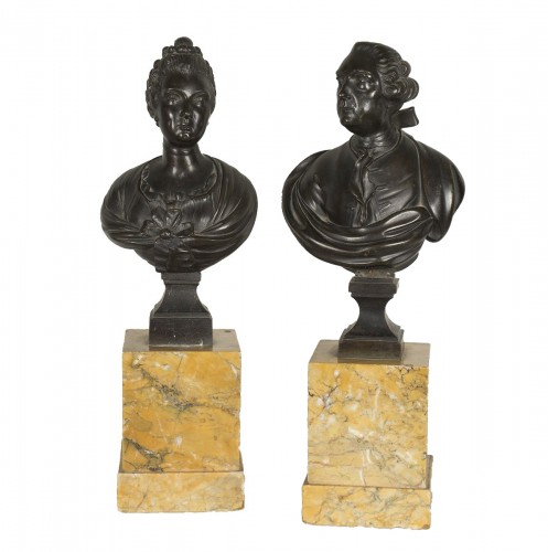 Louis XV et Marie Leszczynska, bustes en bronze