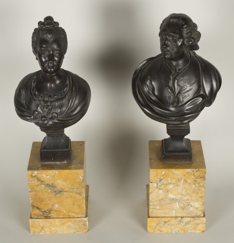 Louis XV et Marie Leszczynska, bustes en bronze - Sculpture Style 