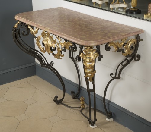 Mobilier Console - Console d'époque XVIIIe en fer forgé