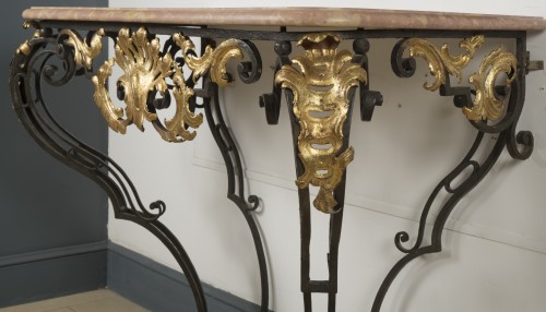 XVIIIe siècle - Console d'époque XVIIIe en fer forgé