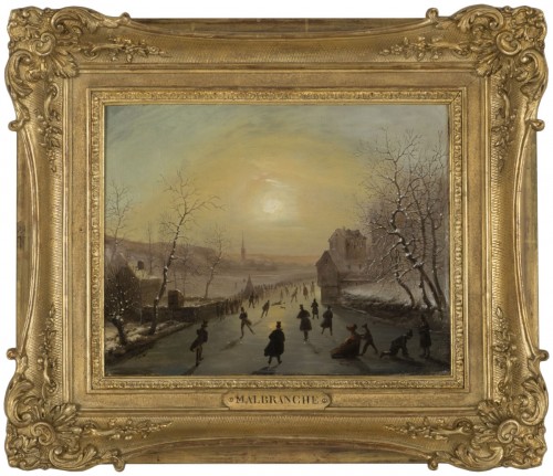 Malbranche (1790-1838) - Les patineurs sur une rivière gelée