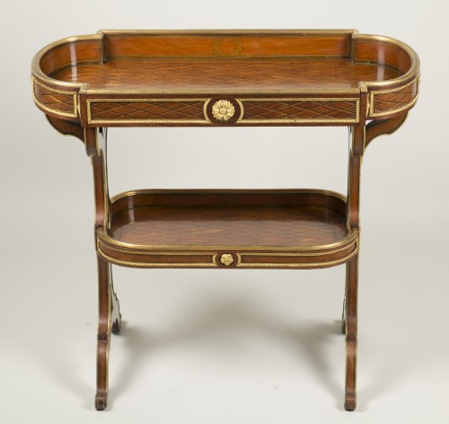 XIXe siècle - Petite table à ouvrage en marqueterie de losanges