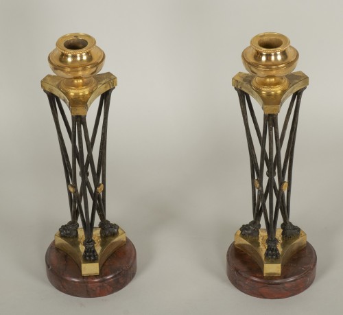 Pair of Directoire &quot;en athénienne&quot; candlesticks - Lighting Style Directoire