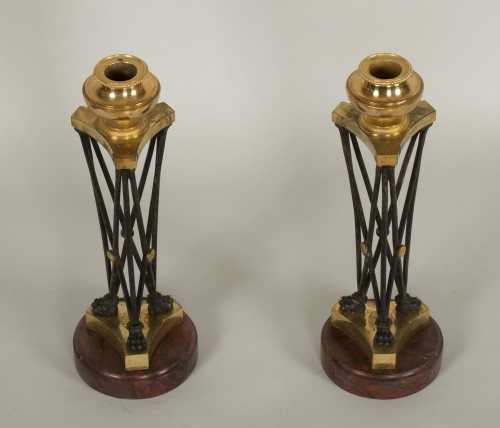 Pair of Directoire &quot;en athénienne&quot; candlesticks - 