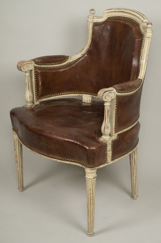 Fauteuil de bureau d'époque Louis XVI en bois laqué estampillé F.C. Menant - Galerie Gilles Linossier