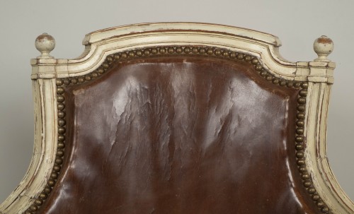 18th century - Louis XVI lacquered wood fauteuil de bureau stamped F.C.Menant