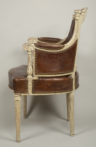 Antiquités - Louis XVI lacquered wood fauteuil de bureau stamped F.C.Menant