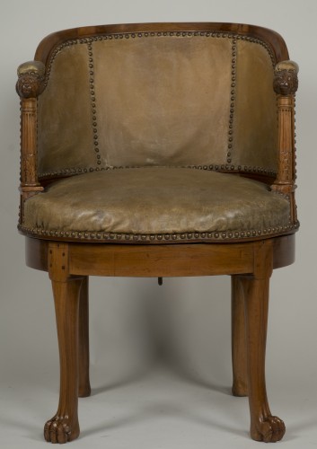 Spinning blond mahogany chair with leather - Seating Style Empire