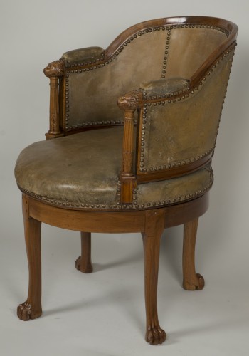 Spinning blond mahogany chair with leather - Empire