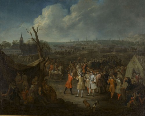 Antiquités - Siege and storming of Bergen op Zoom pair of oil on canvas by J. Bernaert