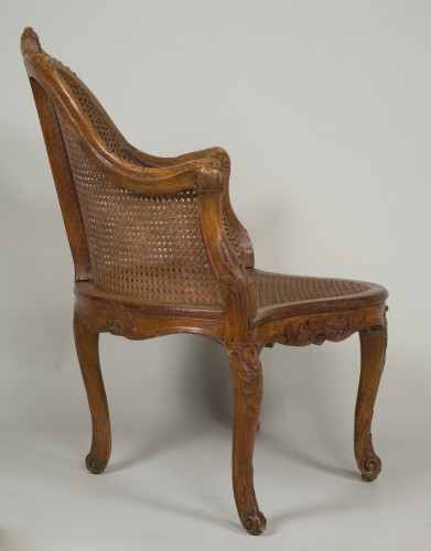 XVIIIe siècle - Fauteuil de bureau d'époque Louis XV attribué à E. Meunier