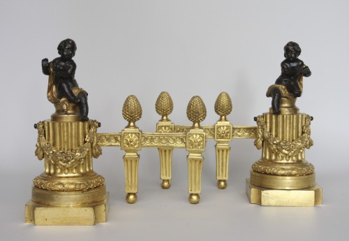 Paire de chenets d'époque Louis XVI - Galerie Gilles Linossier