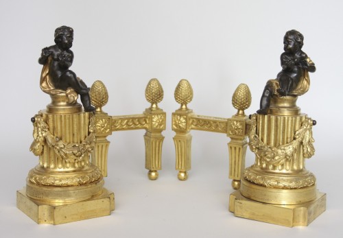 Antiquités - Pair of Louis XVI andirons