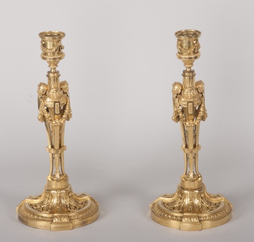 Antiquités - Pair of candlesticks after a model by Martincourt