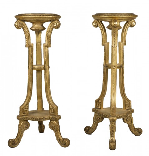 Pair of giltwood and stucco stands