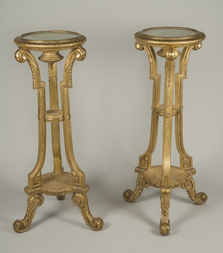 Pair of giltwood and stucco stands - Furniture Style 