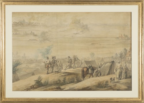 Charles Cozette_View on Furnes siege  - Paintings & Drawings Style Louis XV