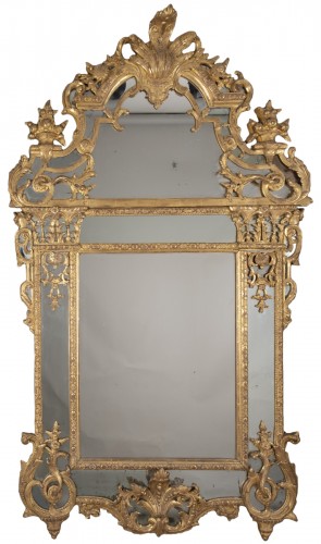 Grand miroir d'époque Régence à parecloses