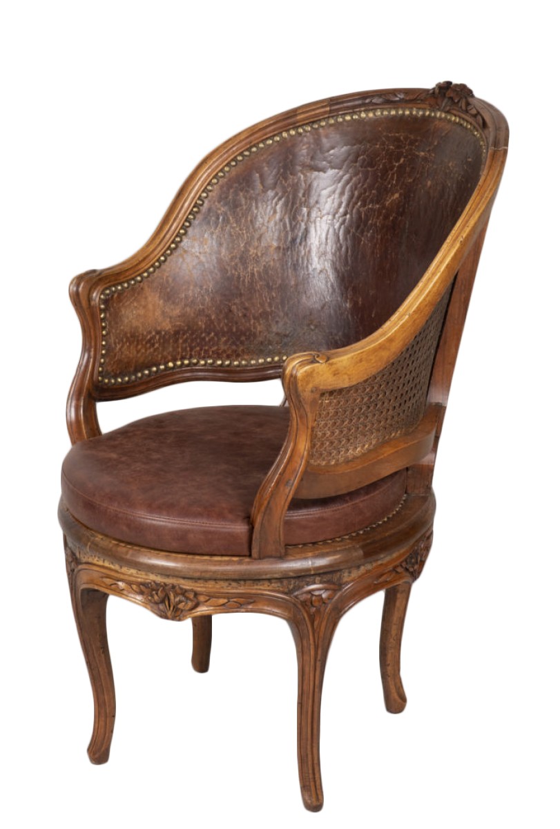 Louis XV Fauteuil Armchair, Brown