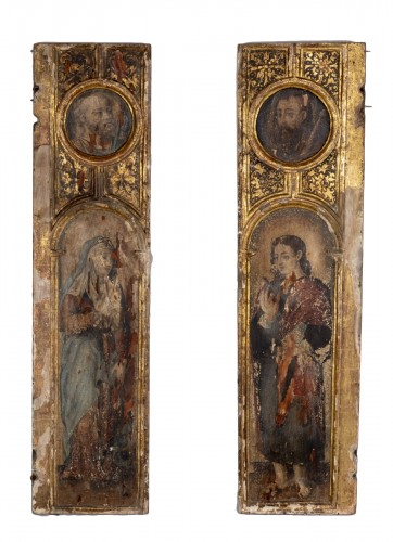 Paire de panneaux d'un triptyque, travail florentin du XVe