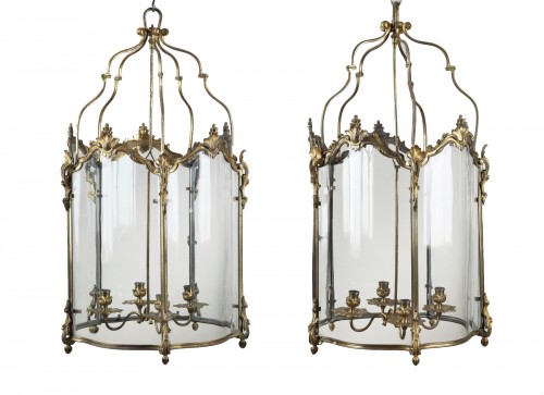 Pair Of Gilt Bronze Lanterns