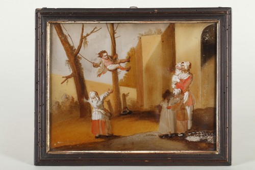 The Spanking And The Swing - 18th century school - Paintings & Drawings Style 