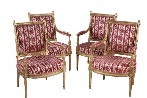 Suite of four armchairs stamped by Henri Jacob from the Comte de Chârost