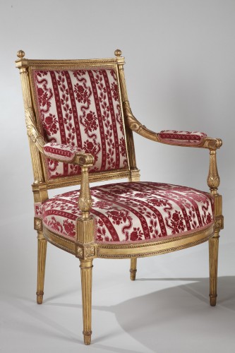 Antiquités - Suite of four armchairs stamped by Henri Jacob from the Comte de Chârost