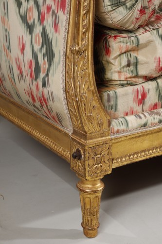 Lit de repos en bois doré estampillé Heurtaut - Louis XVI