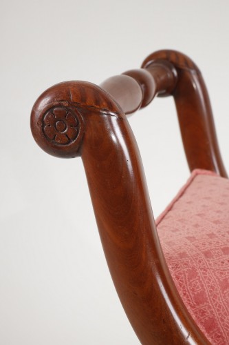 19th century - Pair of mahogany curules stamped P.MARCION