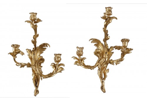 Pair of Sconces Louis XV Style by Henry DASSON
