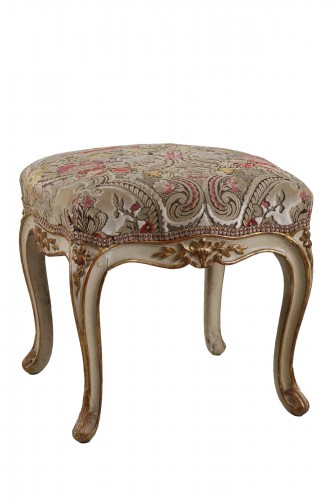 Lacquered And Gilded Wood Stool
