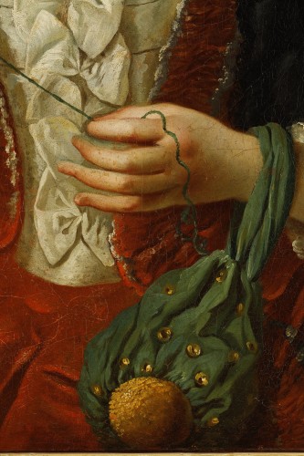  - Carle van Loo (1705 - 1765) - Portrait Of A Woman Holding A Thread