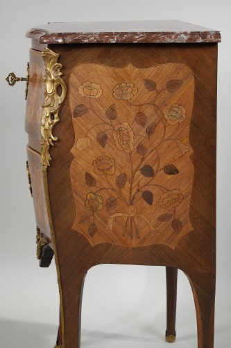 XVIIIe siècle - Paire de commodes sauteuses d'époque Louis XV estampillées Popsel