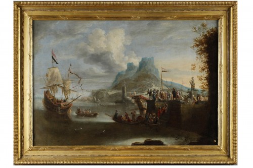 Bonaventura PEETERS (1614-1652) attribué à - Vue d'un débarcadère