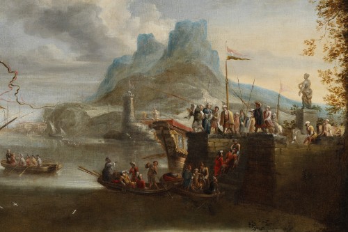 Bonaventura PEETERS (1614-1652) attribué à - Vue d'un débarcadère en Orient - Tableaux et dessins Style 