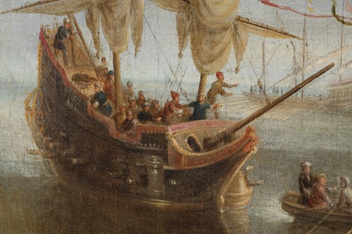 Bonaventura PEETERS (1614-1652) attribué à - Vue d'un débarcadère en Orient - 