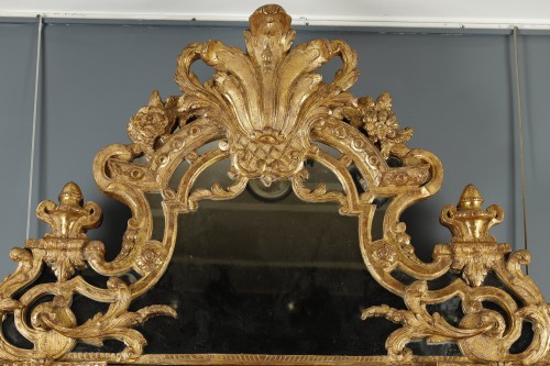 Grand miroir d'époque Régence à parecloses - Galerie Gilles Linossier