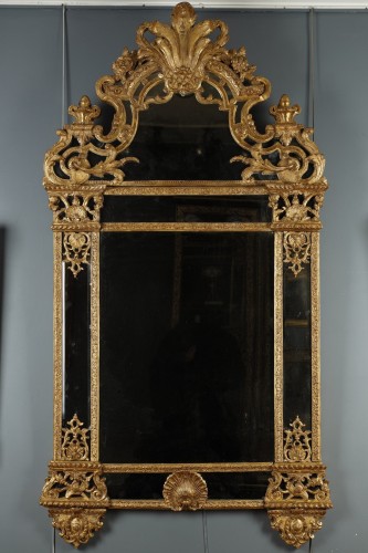 Grand miroir d'époque Régence à parecloses - Régence