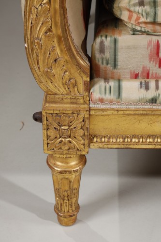 XVIIIe siècle - Lit de repos en bois doré estampillé Heurtaut
