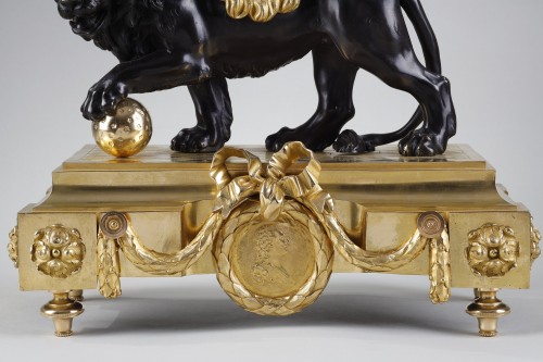 Grande pendule au lion attribuée à Jean-Joseph de Saint-Germain - Horlogerie Style Louis XVI